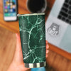 White And Dark Green Marble Texture Print Tumbler-grizzshop