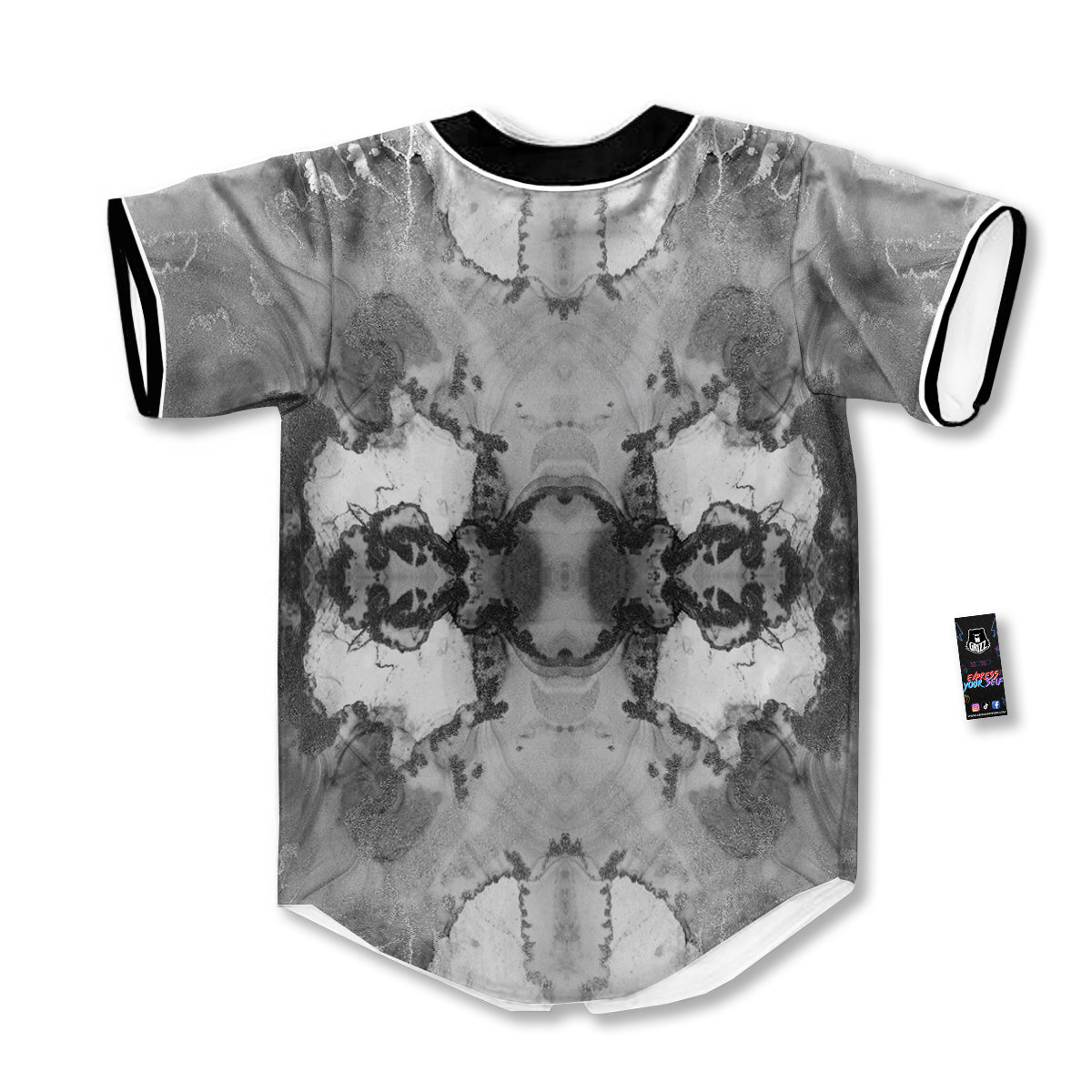 White And Dark Grey Marble Print Pattern Baseball Jersey-grizzshop