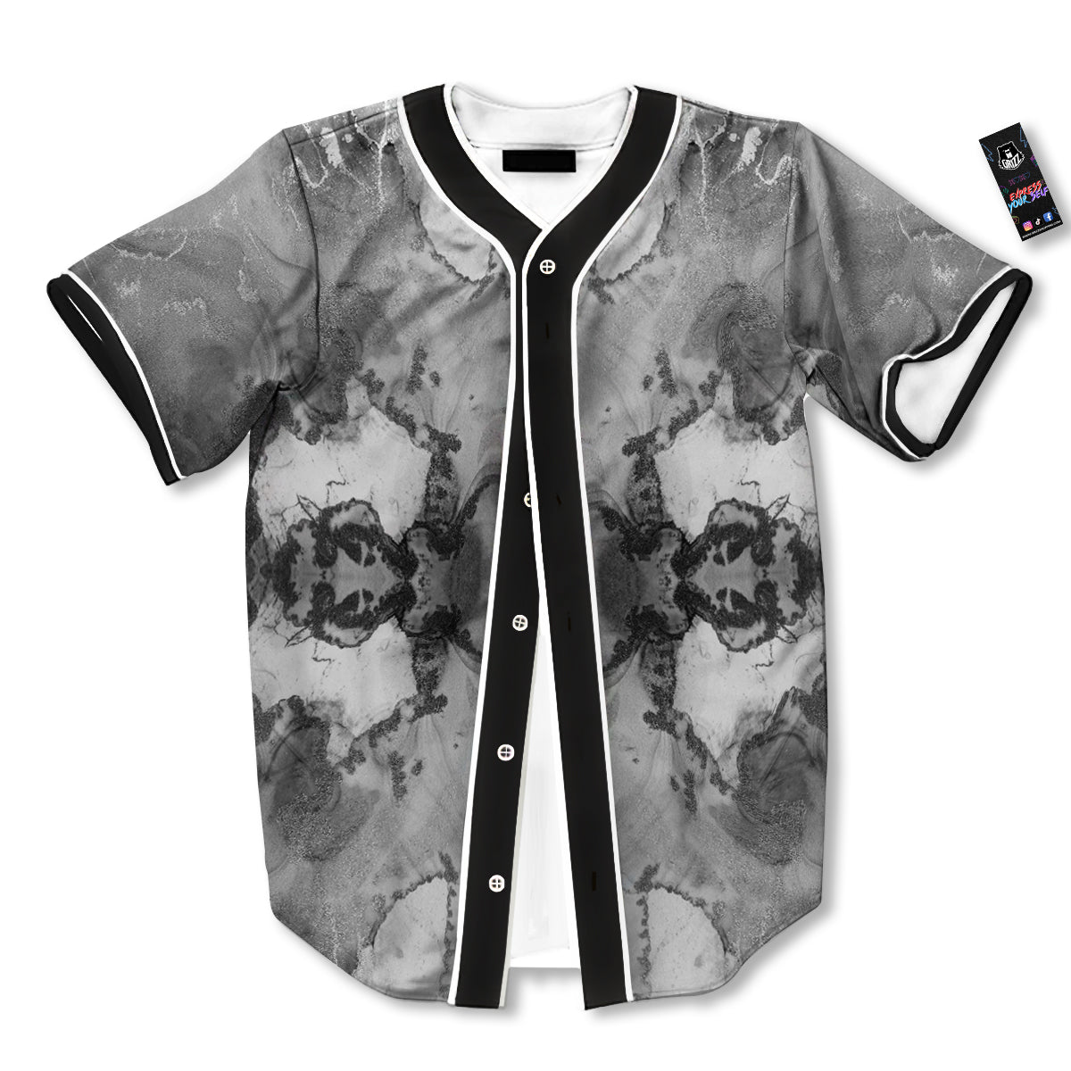 White And Dark Grey Marble Print Pattern Baseball Jersey-grizzshop