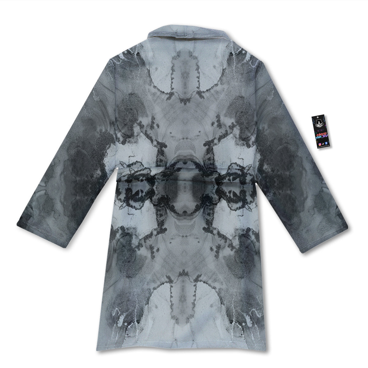 White And Dark Grey Marble Print Pattern Bathrobe-grizzshop