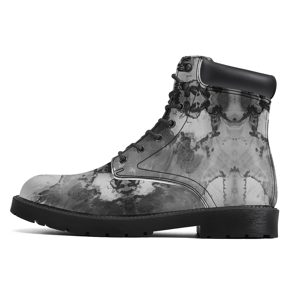 White And Dark Grey Marble Print Pattern Boots-grizzshop