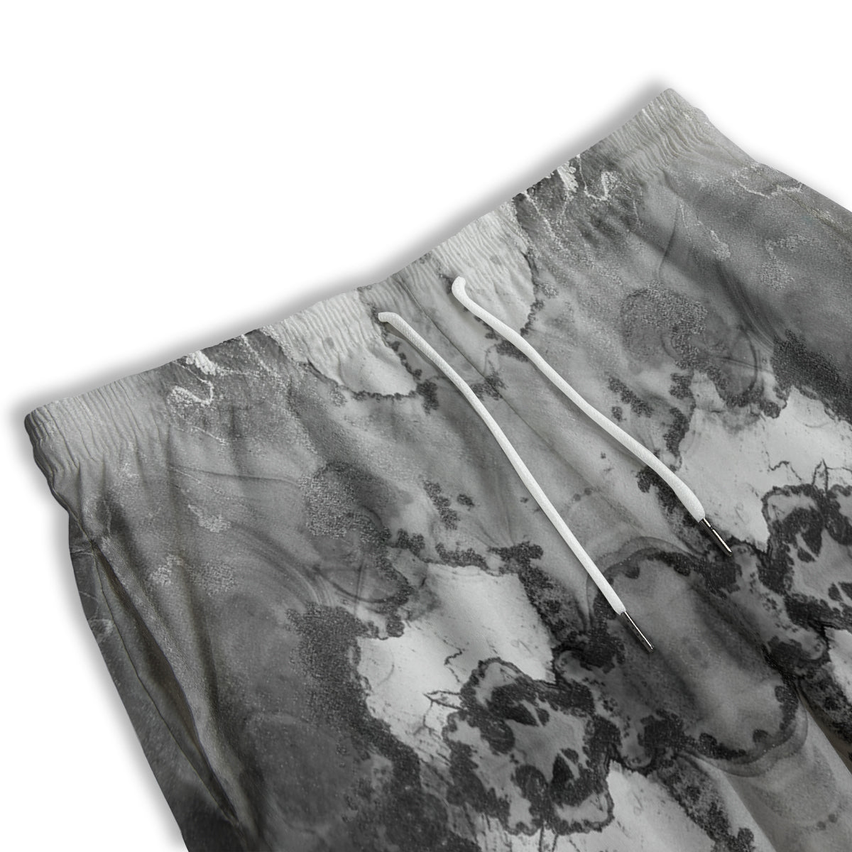 White And Dark Grey Marble Print Pattern Men's Athletic Shorts
