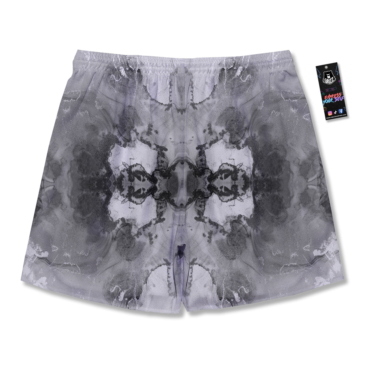 White And Dark Grey Marble Print Pattern Men's Running Shorts-grizzshop