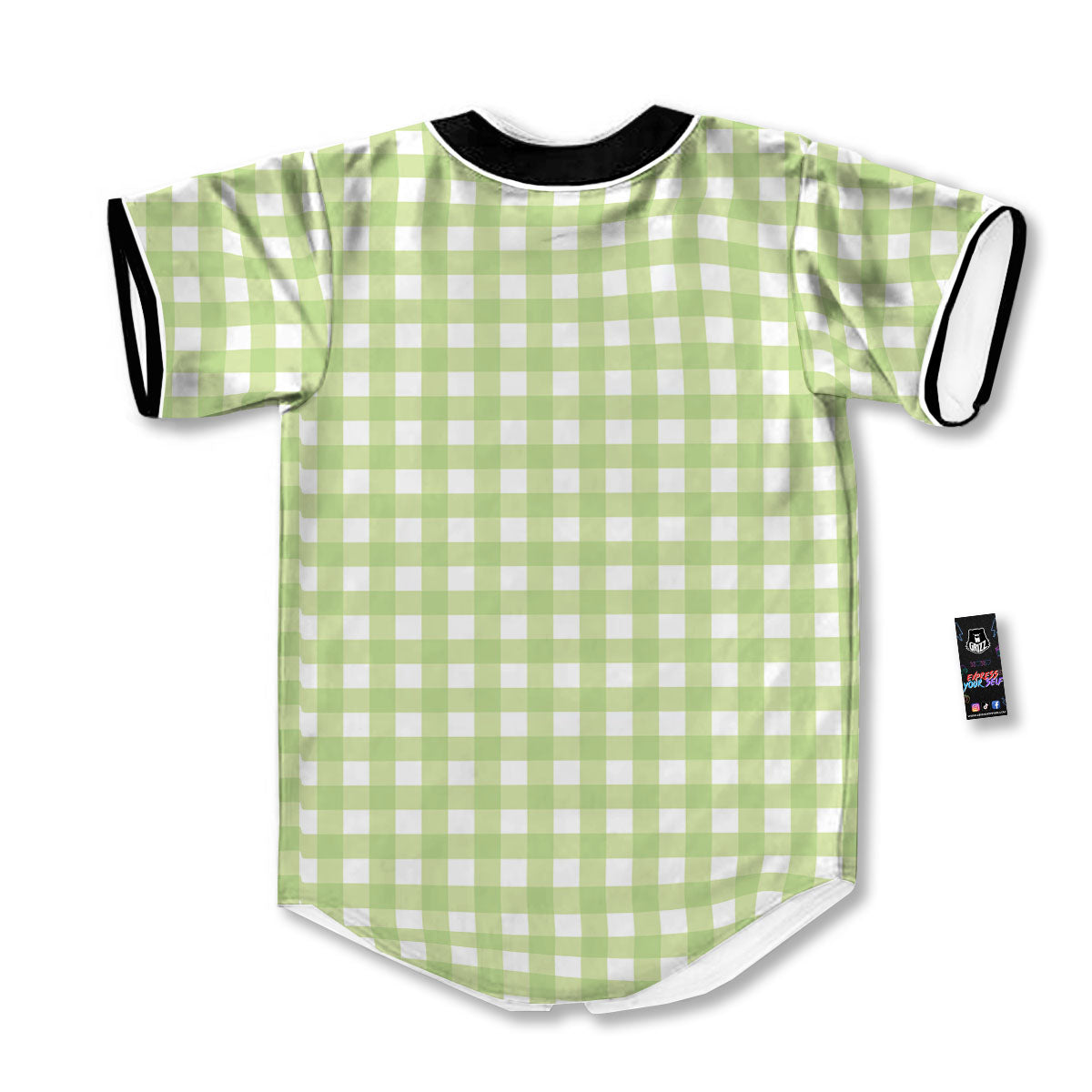 White And Green Check Print Pattern Baseball Jersey-grizzshop