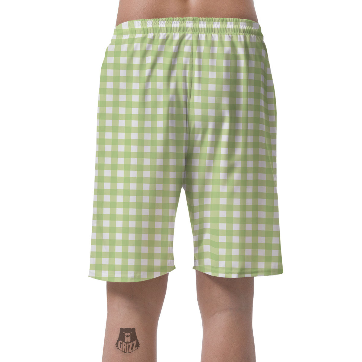 White And Green Check Print Pattern Men's Shorts-grizzshop