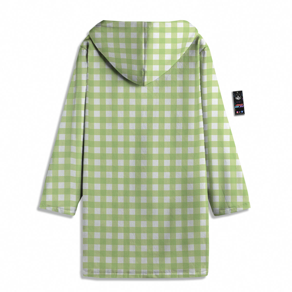 White And Green Check Print Pattern Men's Windbreaker Jacket-grizzshop