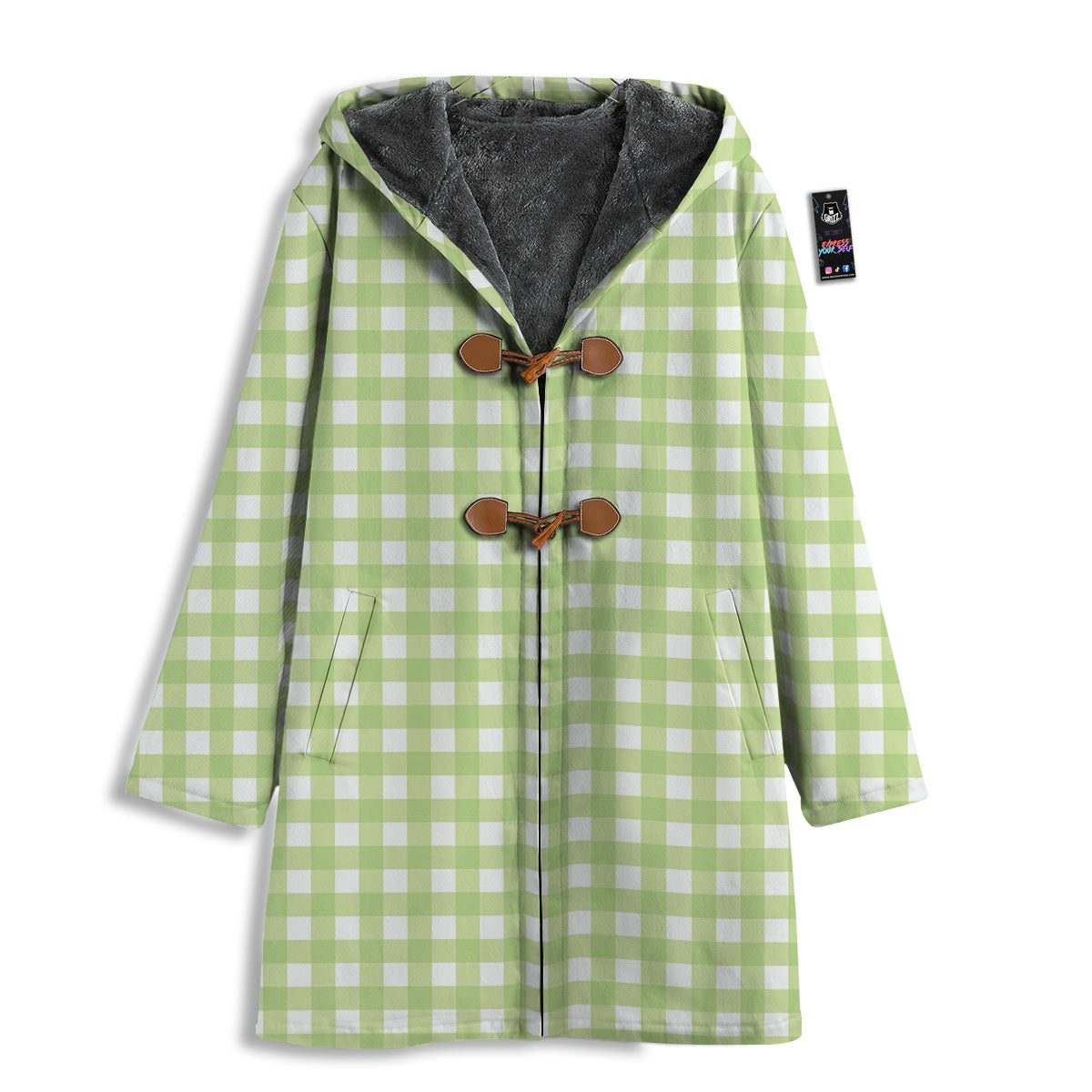 White And Green Check Print Pattern Men's Windbreaker Jacket-grizzshop
