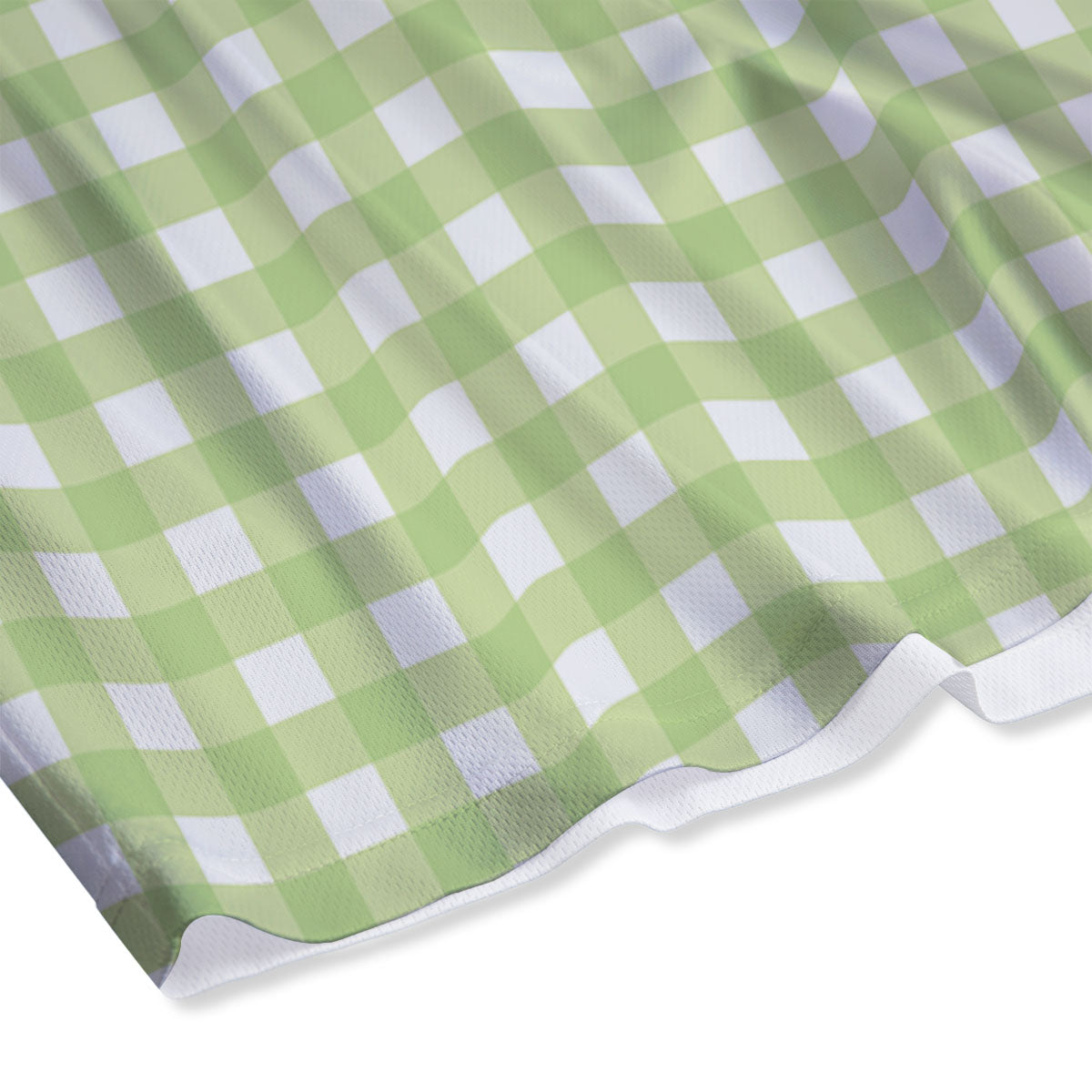 White And Green Check Print Pattern Mesh Shorts