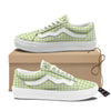 White And Green Check Print Pattern Skate Shoes-grizzshop