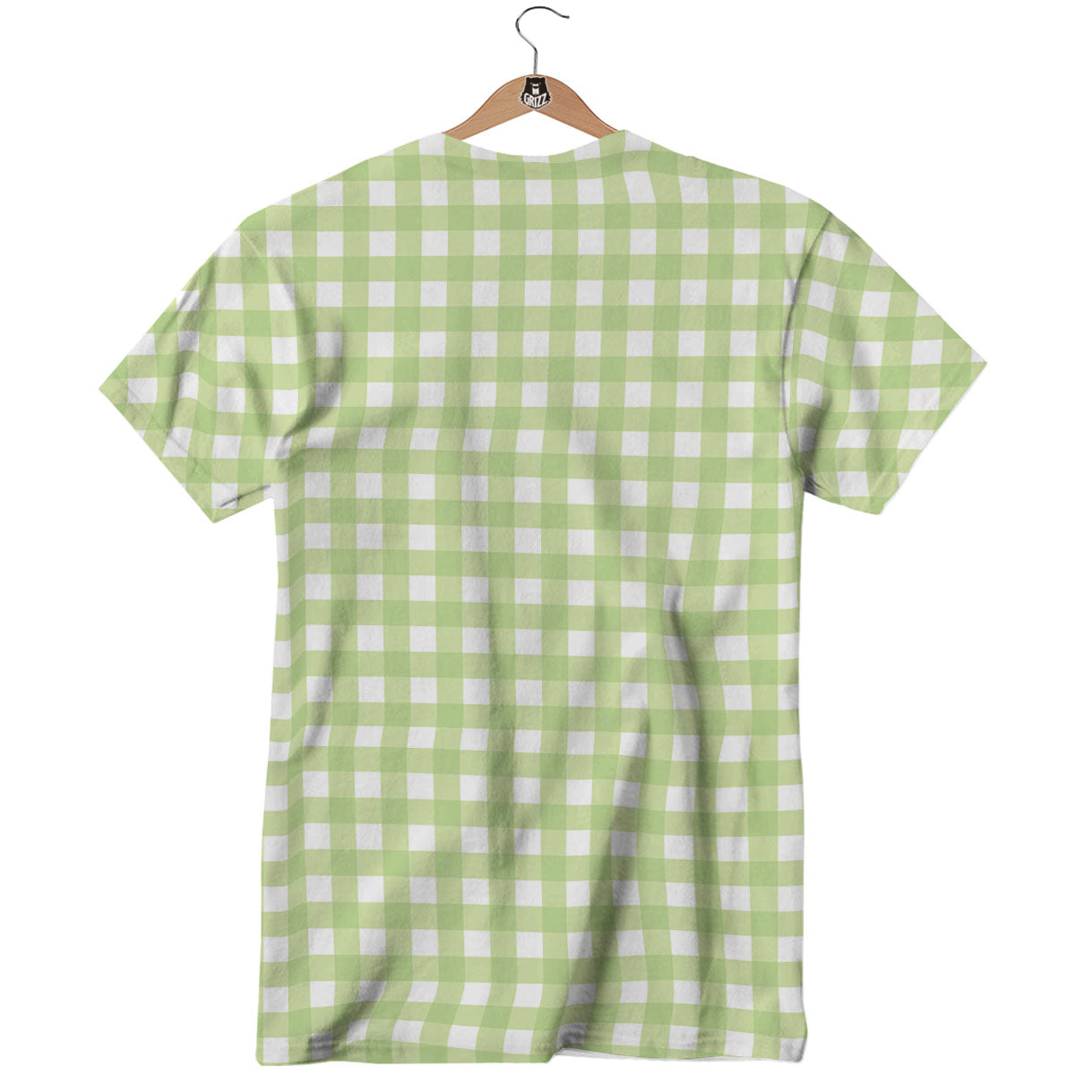White And Green Check Print Pattern T-Shirt-grizzshop