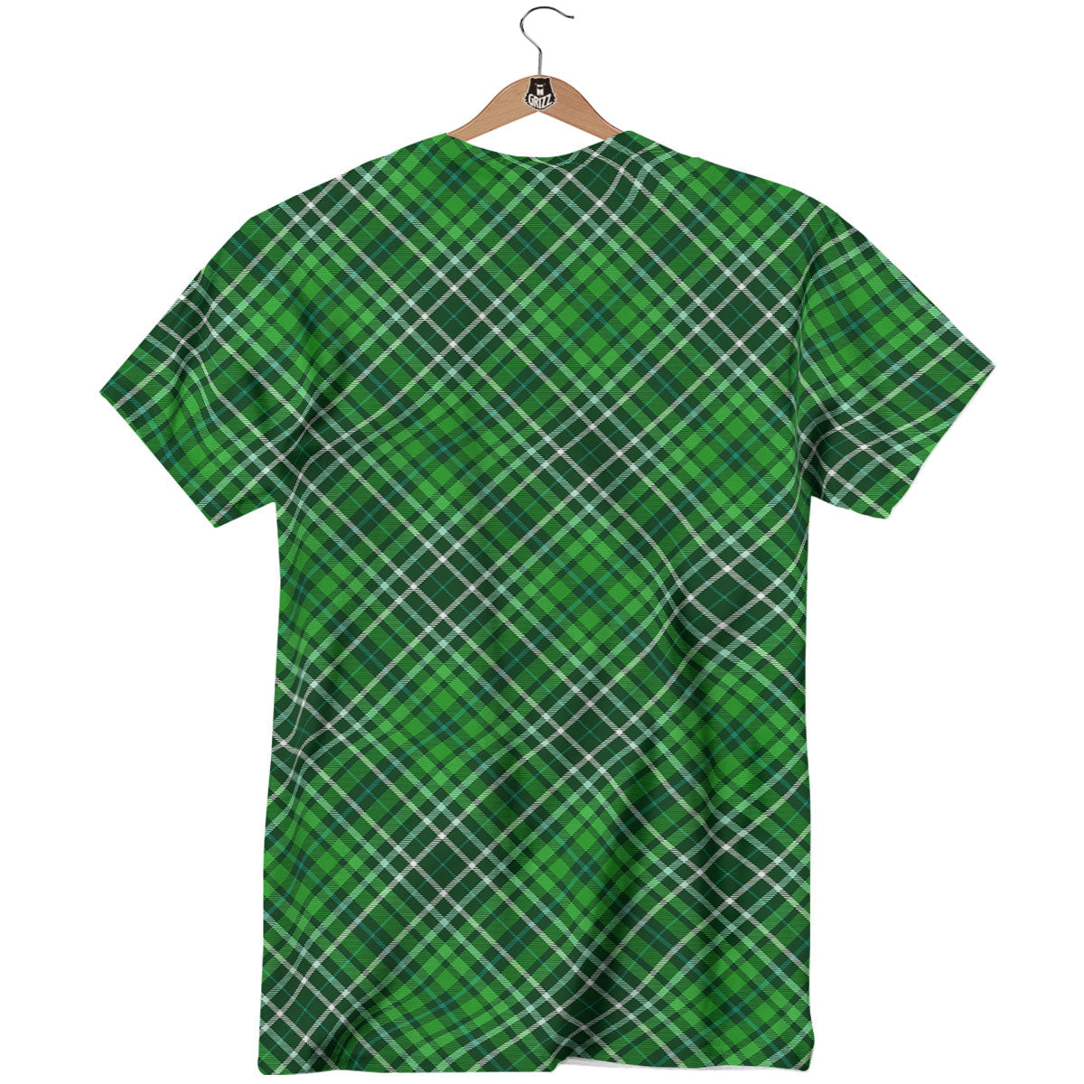 White And Green Plaid Print Pattern T-Shirt-grizzshop