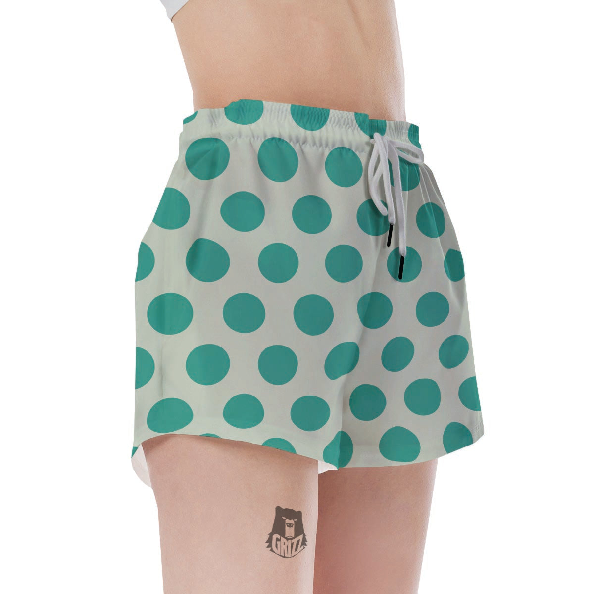 White And Green Polka Dot Women's Shorts-grizzshop