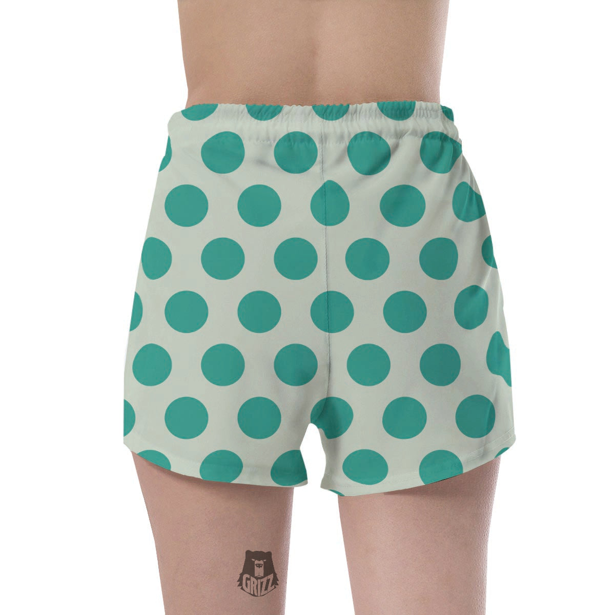 White And Green Polka Dot Women's Shorts-grizzshop