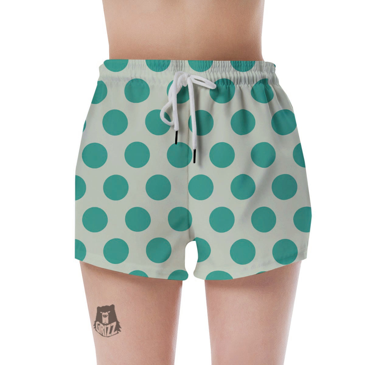 White And Green Polka Dot Women's Shorts-grizzshop