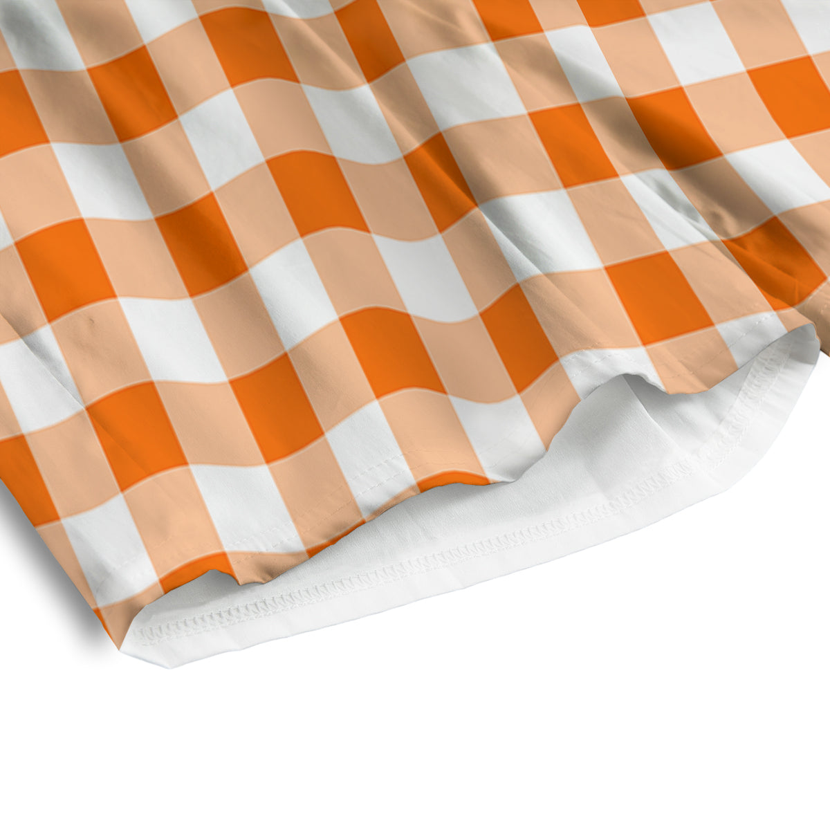 White And Orange Check Print Pattern Men's Athletic Shorts
