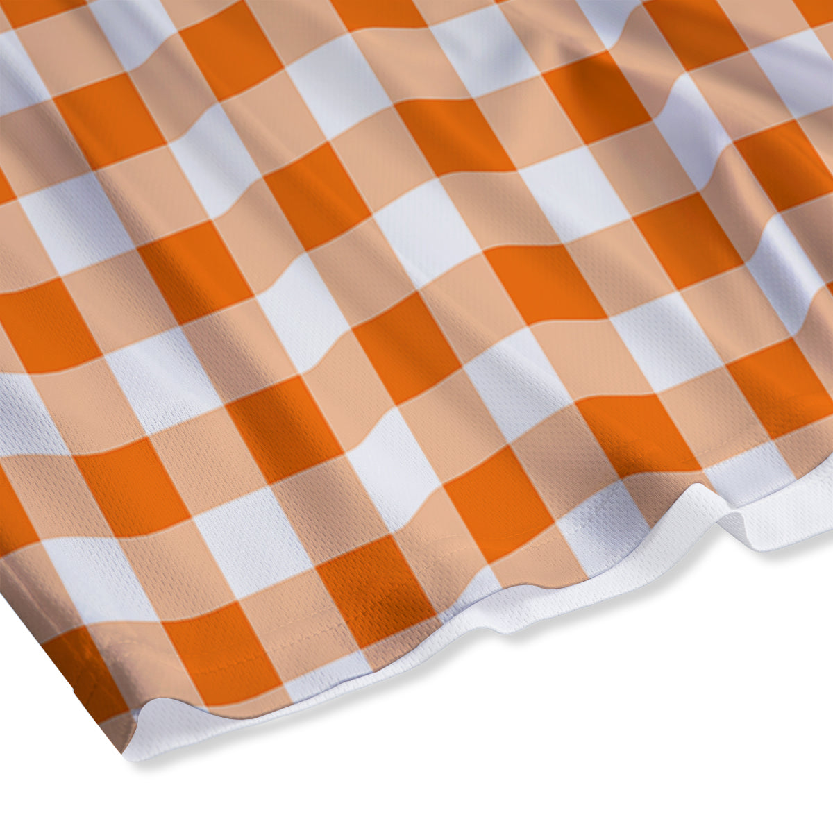 White And Orange Check Print Pattern Mesh Shorts