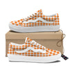 White And Orange Check Print Pattern Skate Shoes-grizzshop