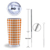 White And Orange Check Print Pattern Tumbler-grizzshop