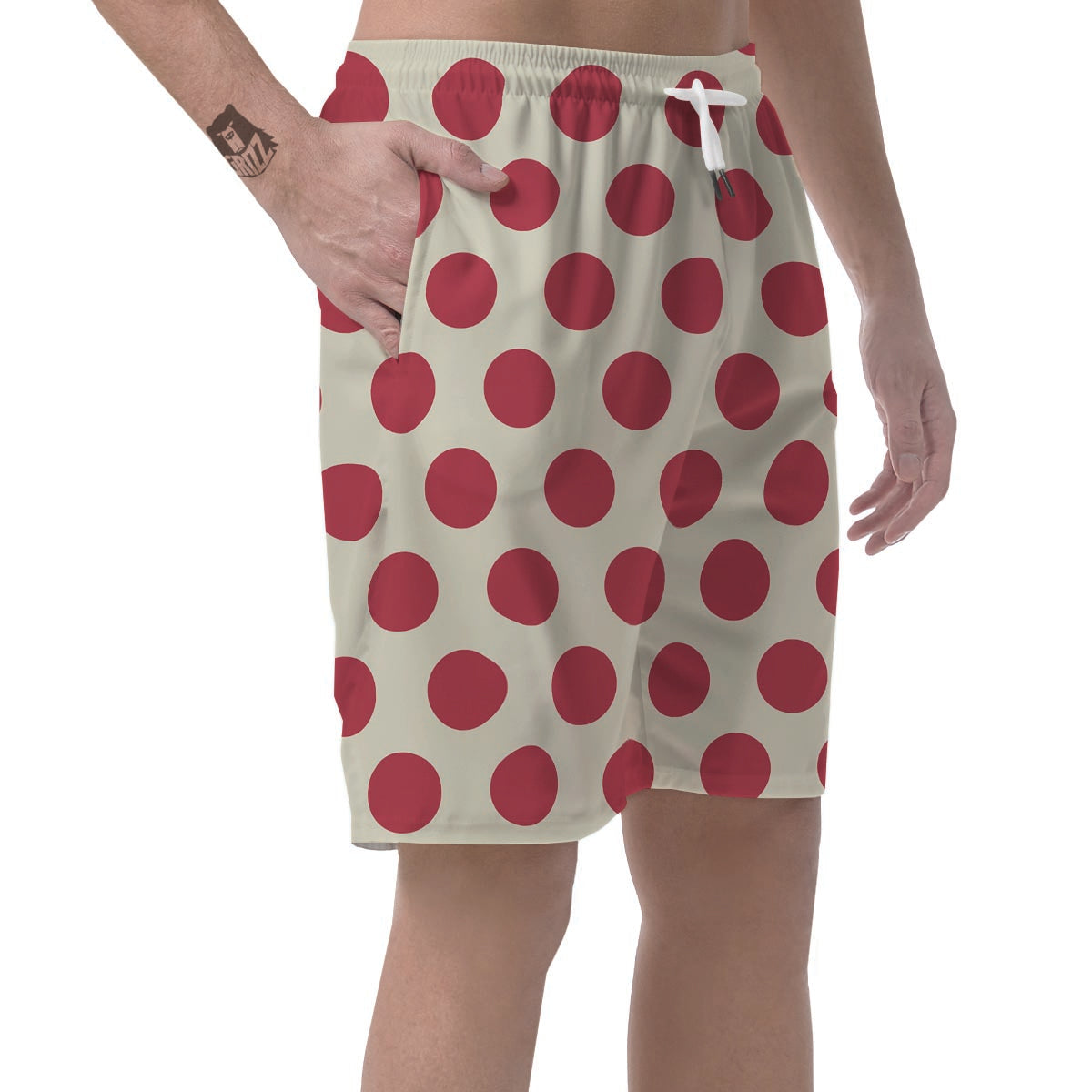 White And Red Polka Dot Men's Shorts-grizzshop