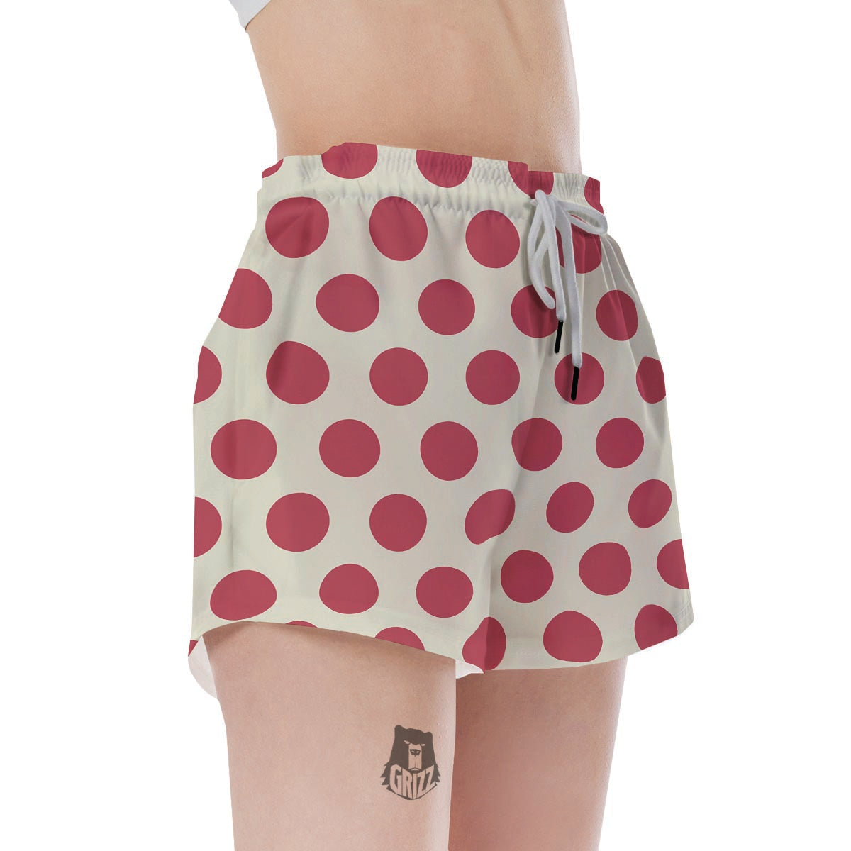 White And Red Polka Dot Women's Shorts-grizzshop