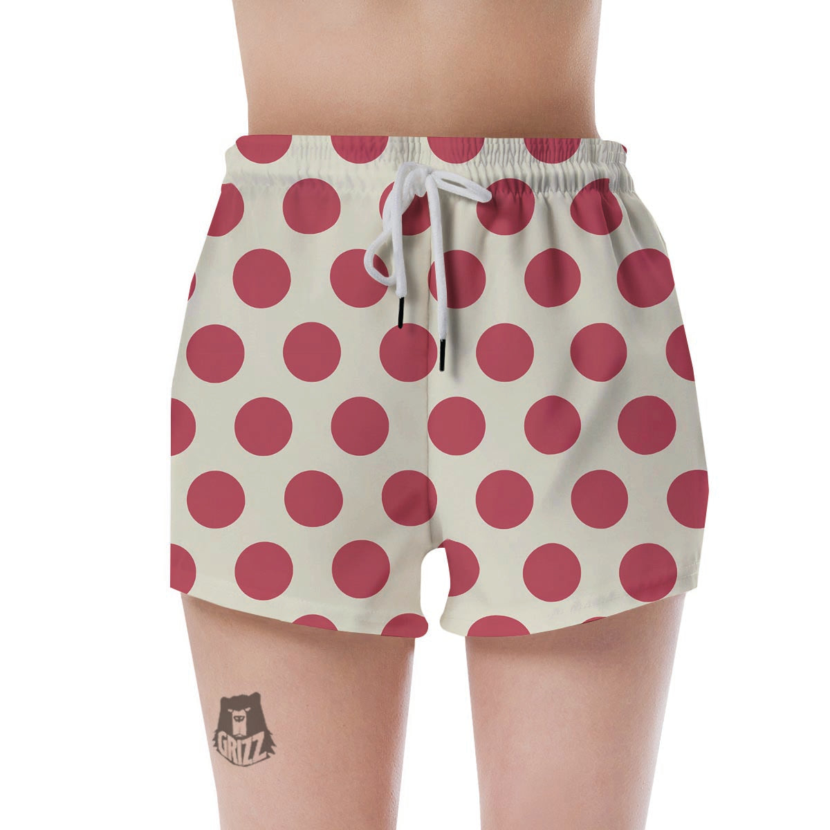 White And Red Polka Dot Women's Shorts-grizzshop