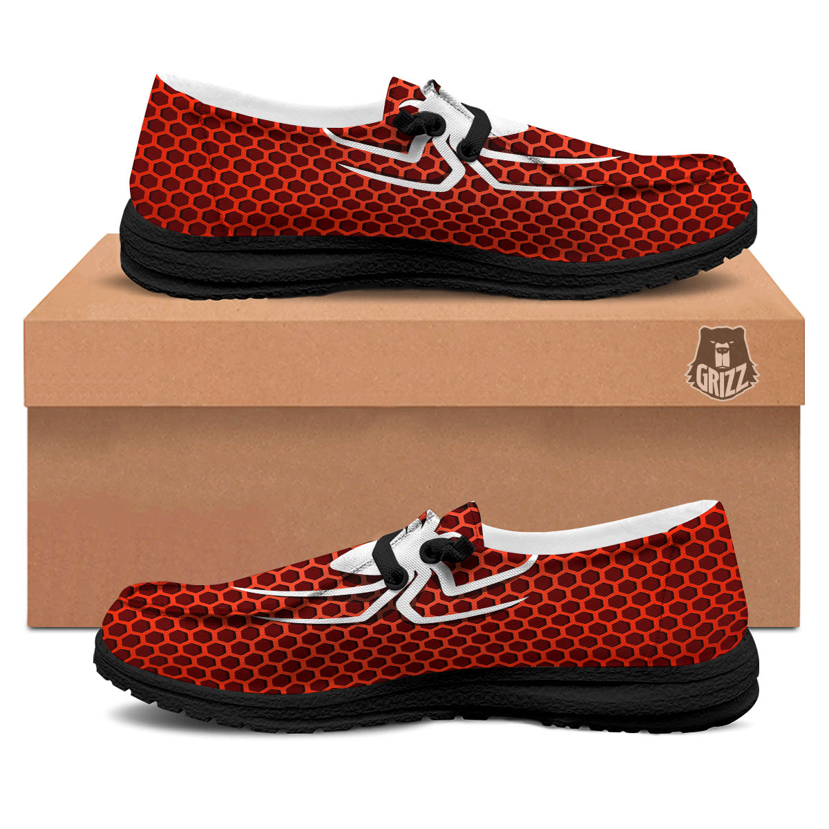 White And Red Spider Print Black Loafers-grizzshop
