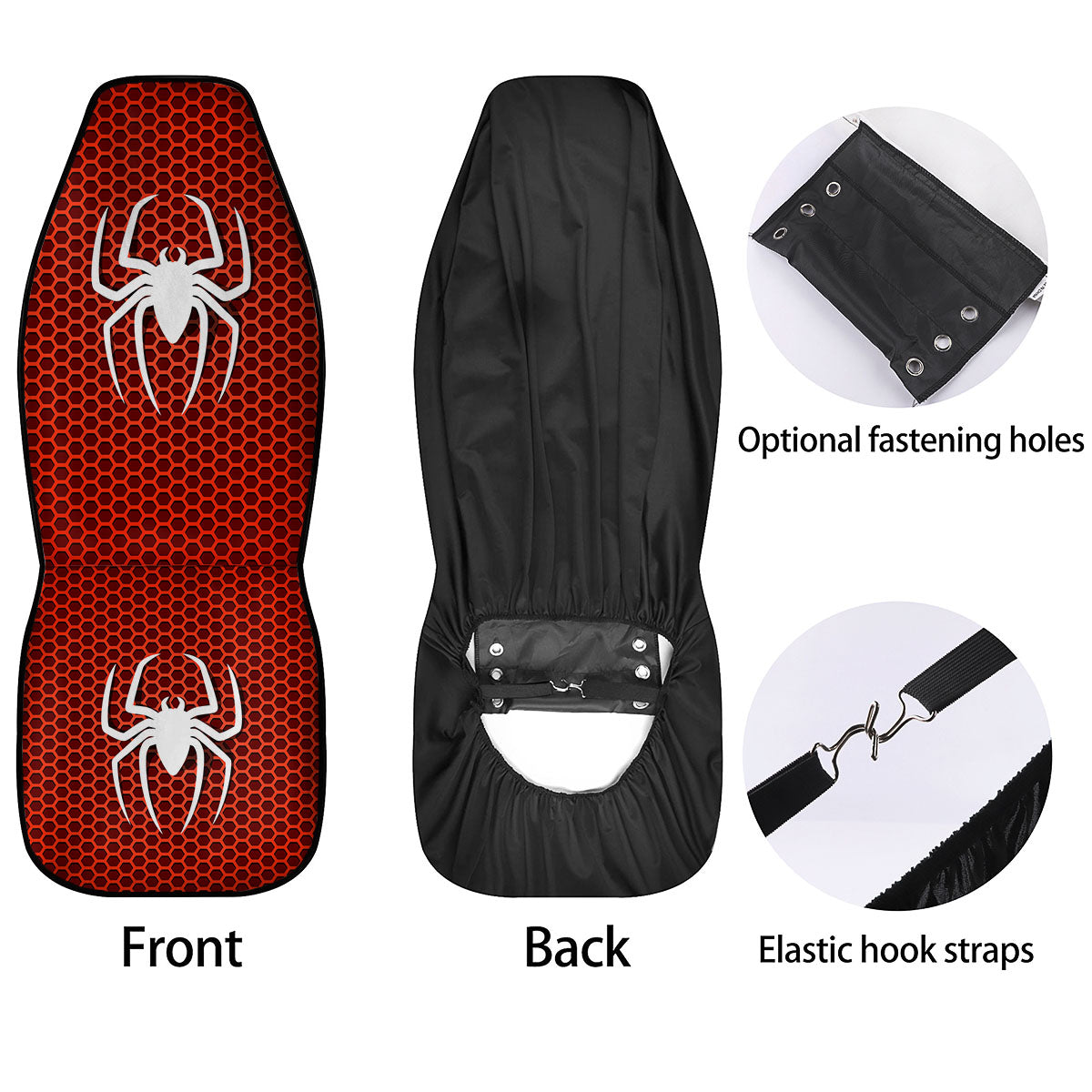 White And Red Spider Print Car Seat Covers-grizzshop