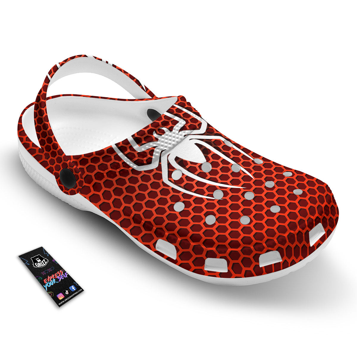 White And Red Spider Print Clog-grizzshop