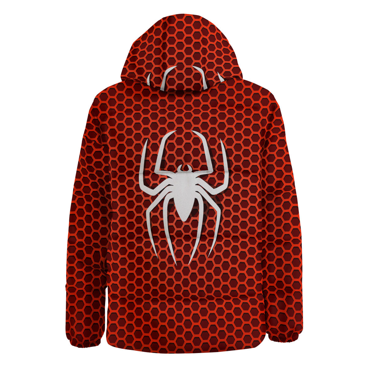 White And Red Spider Print Down Jacket-grizzshop