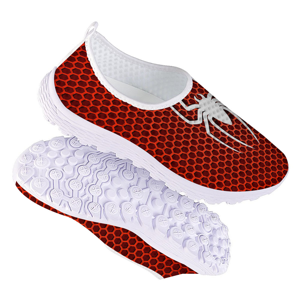 White And Red Spider Print Nurse Shoes-grizzshop