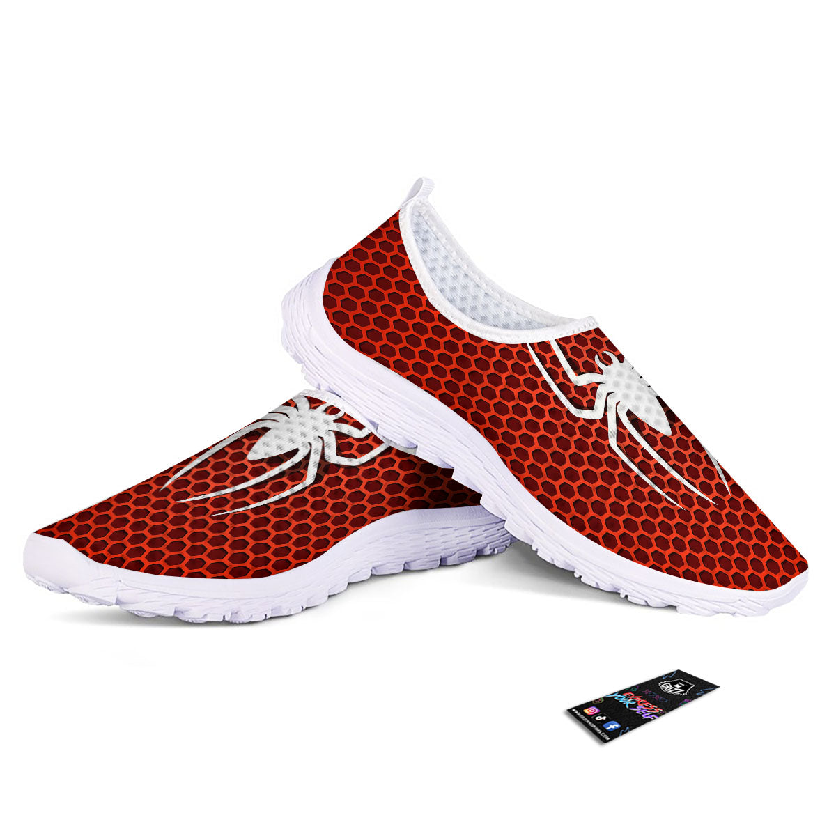 White And Red Spider Print Nurse Shoes-grizzshop