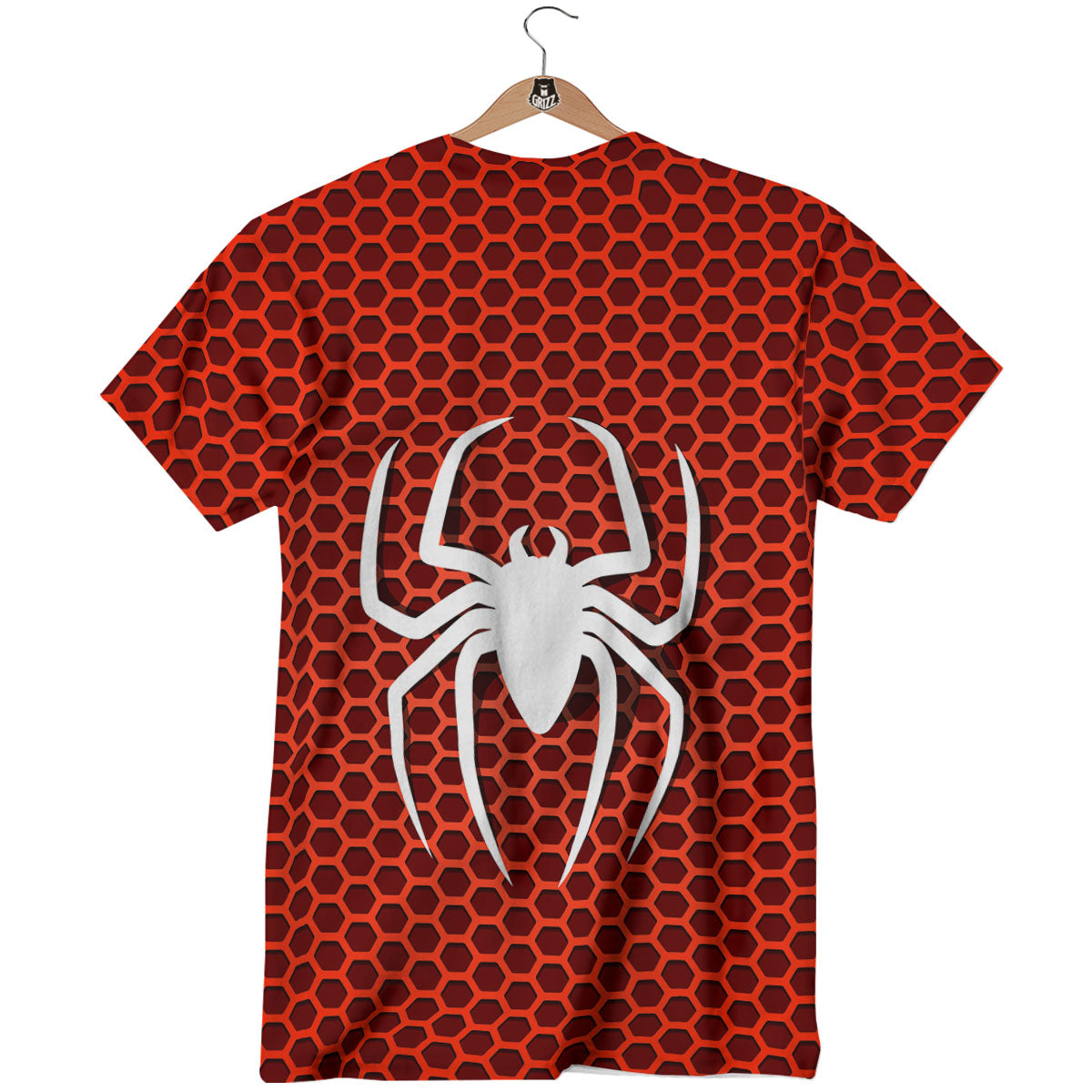 White And Red Spider Print T-Shirt-grizzshop