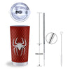 White And Red Spider Print Tumbler-grizzshop