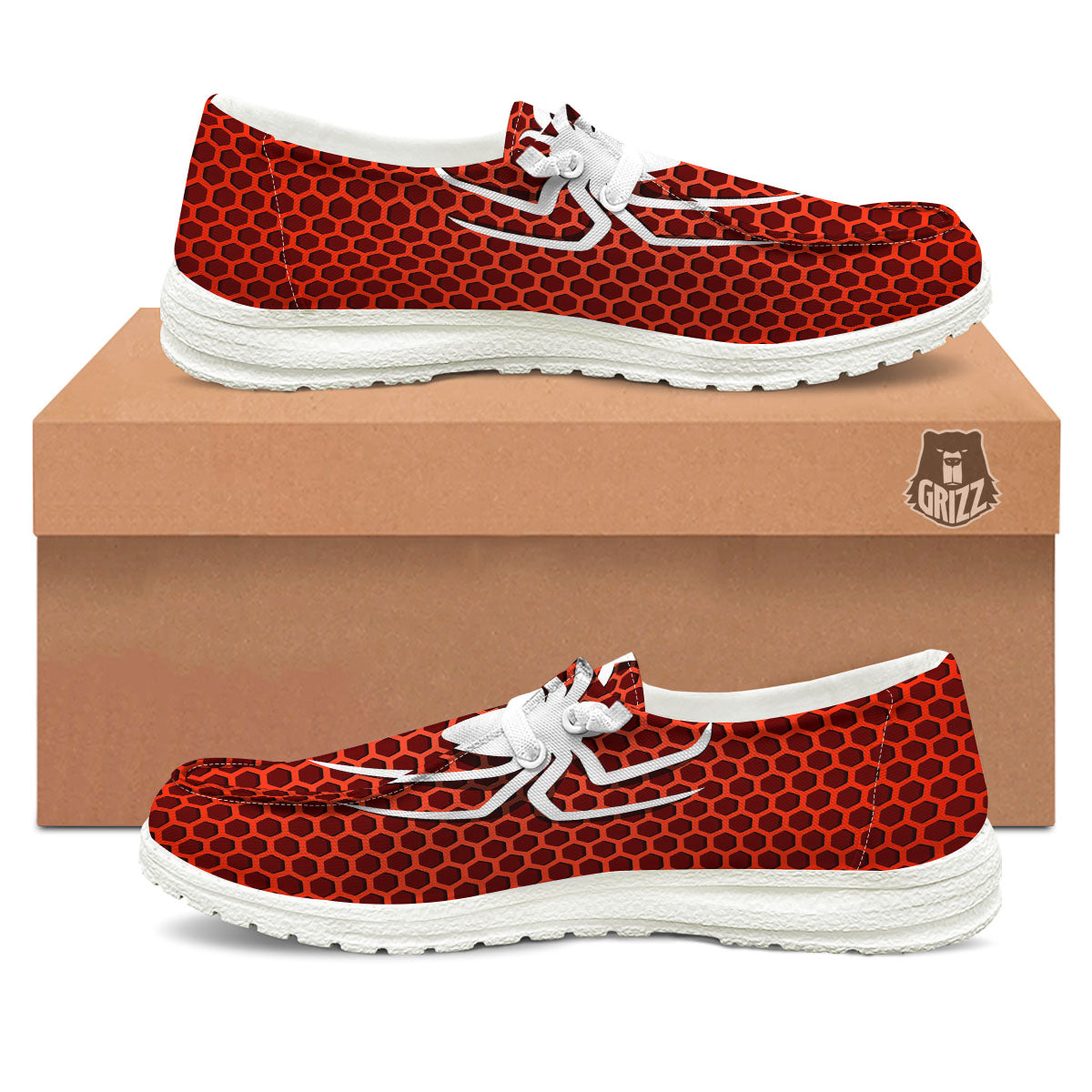 White And Red Spider Print White Loafers-grizzshop