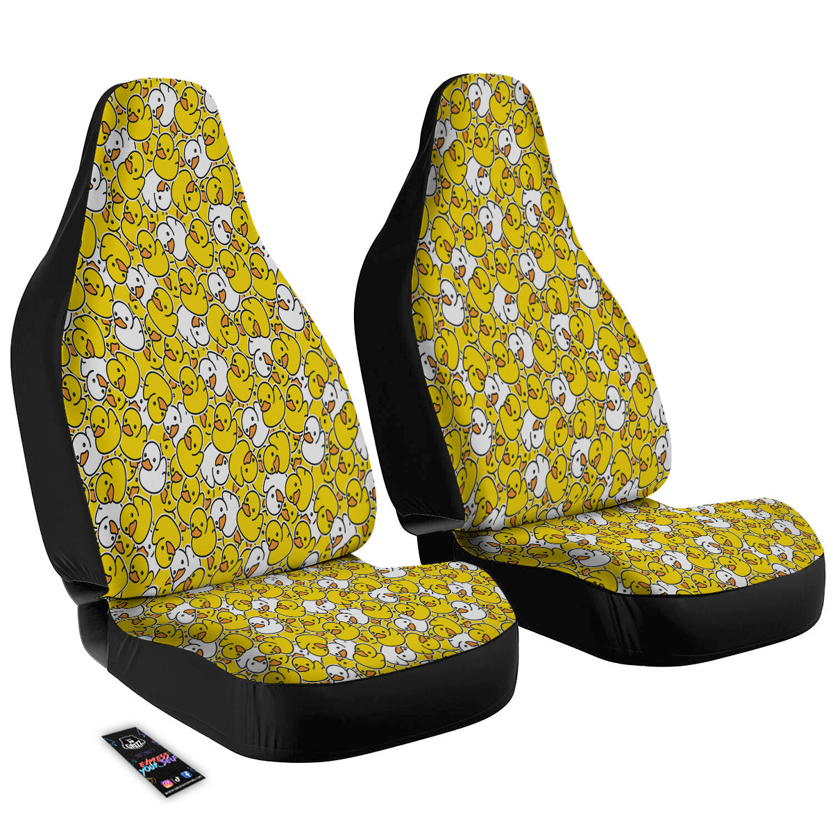 White And Yellow Duck Rubber Print Pattern Car Seat Covers-grizzshop