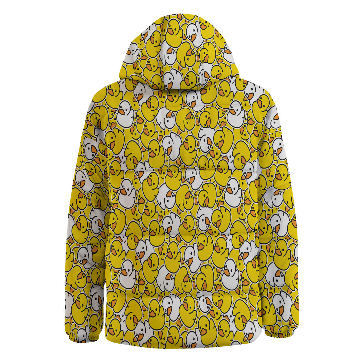 White And Yellow Duck Rubber Print Pattern Down Jacket-grizzshop