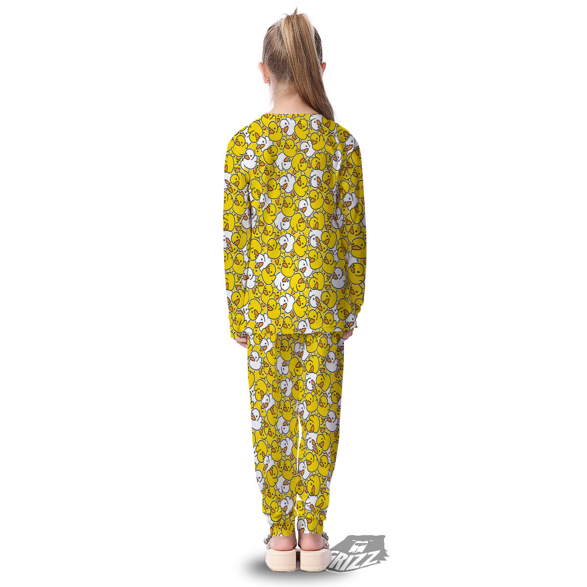 White And Yellow Duck Rubber Print Pattern Kid's Pajamas-grizzshop