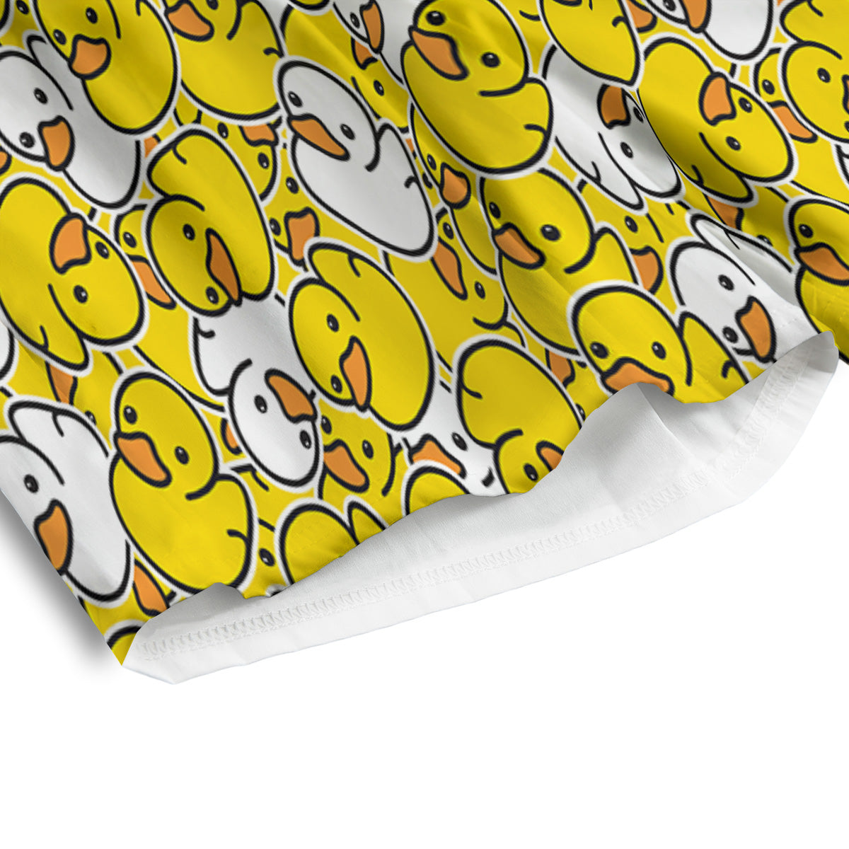 White And Yellow Duck Rubber Print Pattern Men's Athletic Shorts
