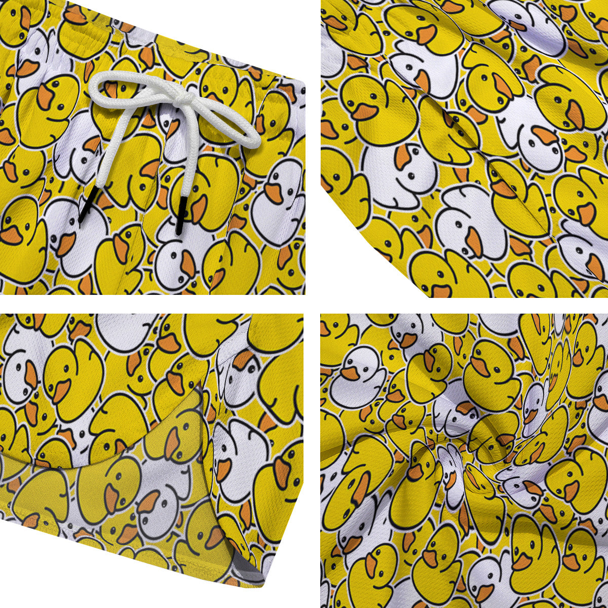 White And Yellow Duck Rubber Print Pattern Men's Running Shorts-grizzshop
