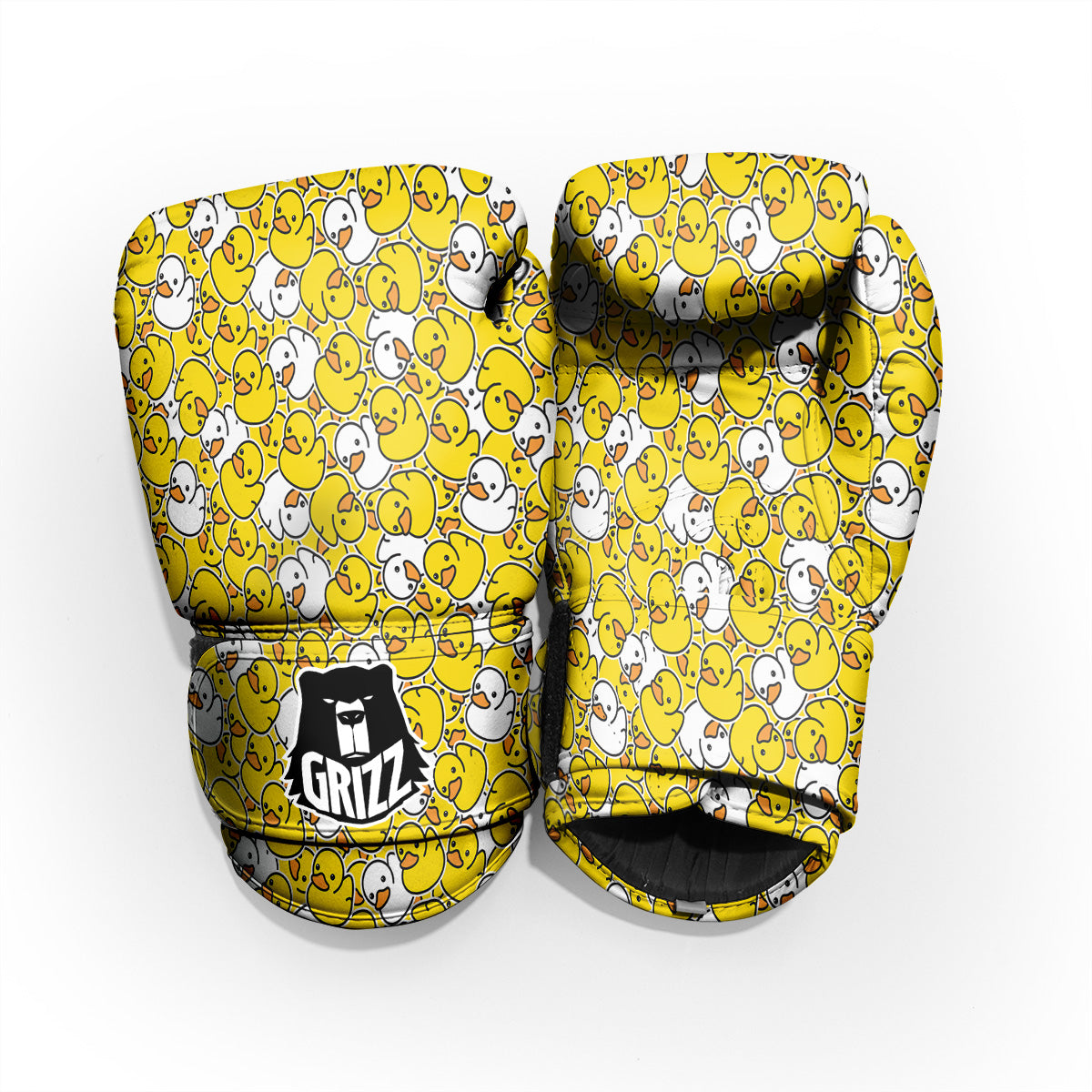 White And Yellow Duck Rubber Print Pattern Pro Boxing Glove