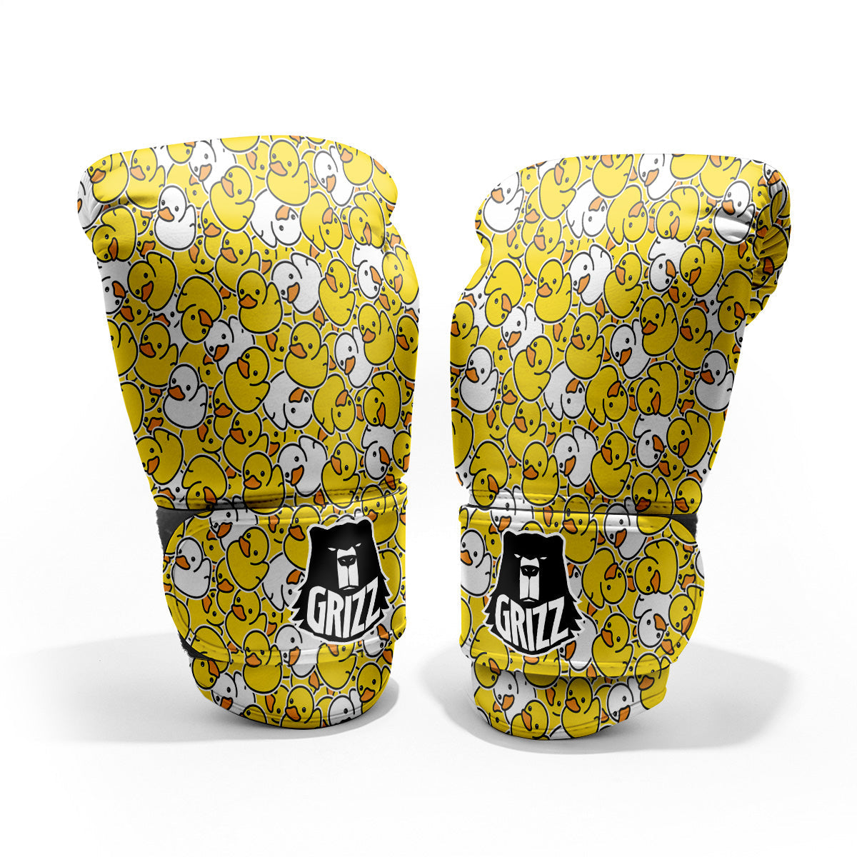 White And Yellow Duck Rubber Print Pattern Pro Boxing Glove