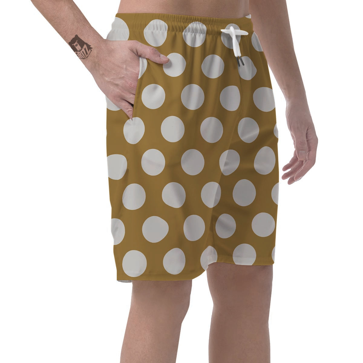 White And Yellow Polka Dot Men's Shorts-grizzshop