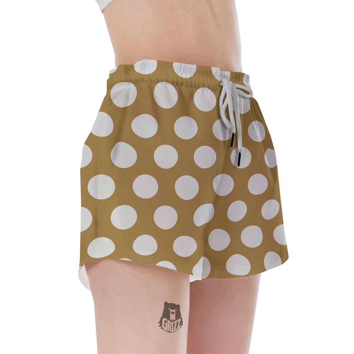 White And Yellow Polka Dot Women's Shorts-grizzshop
