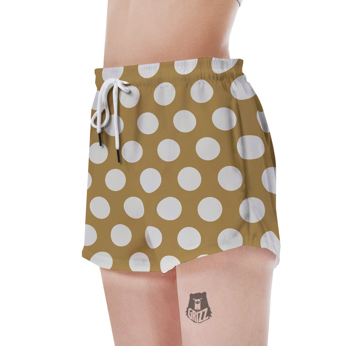 White And Yellow Polka Dot Women's Shorts-grizzshop