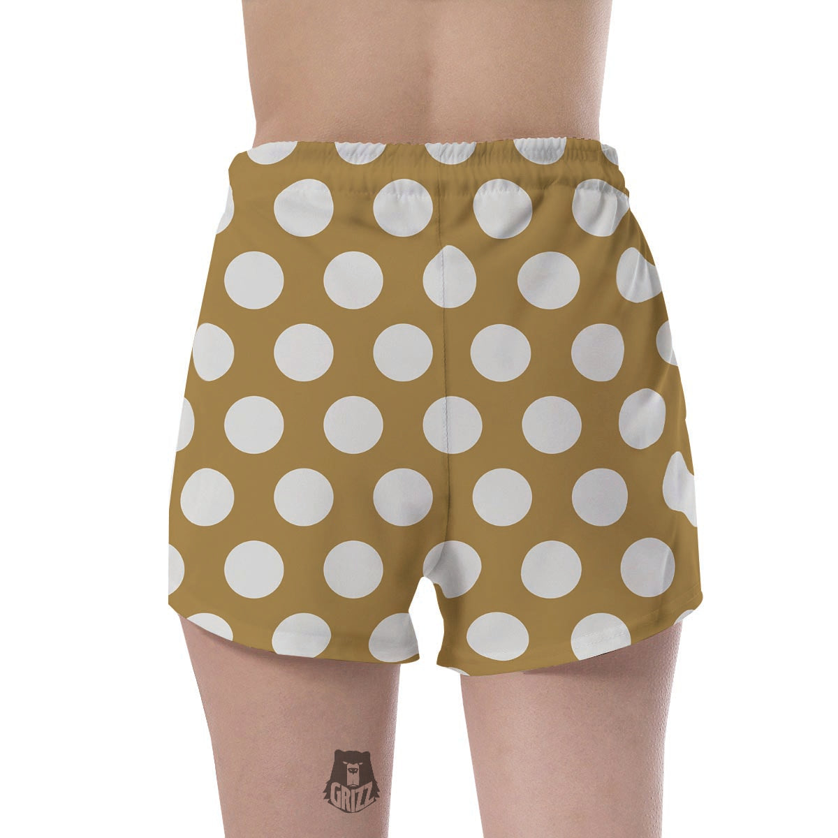 White And Yellow Polka Dot Women's Shorts-grizzshop