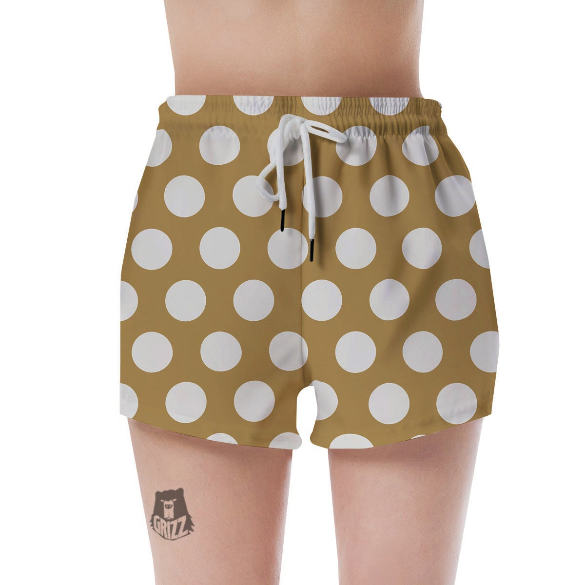 White And Yellow Polka Dot Women's Shorts-grizzshop