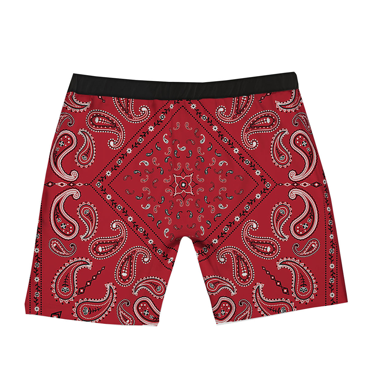 White Bandana And Black Red Print Boxer Briefs-grizzshop