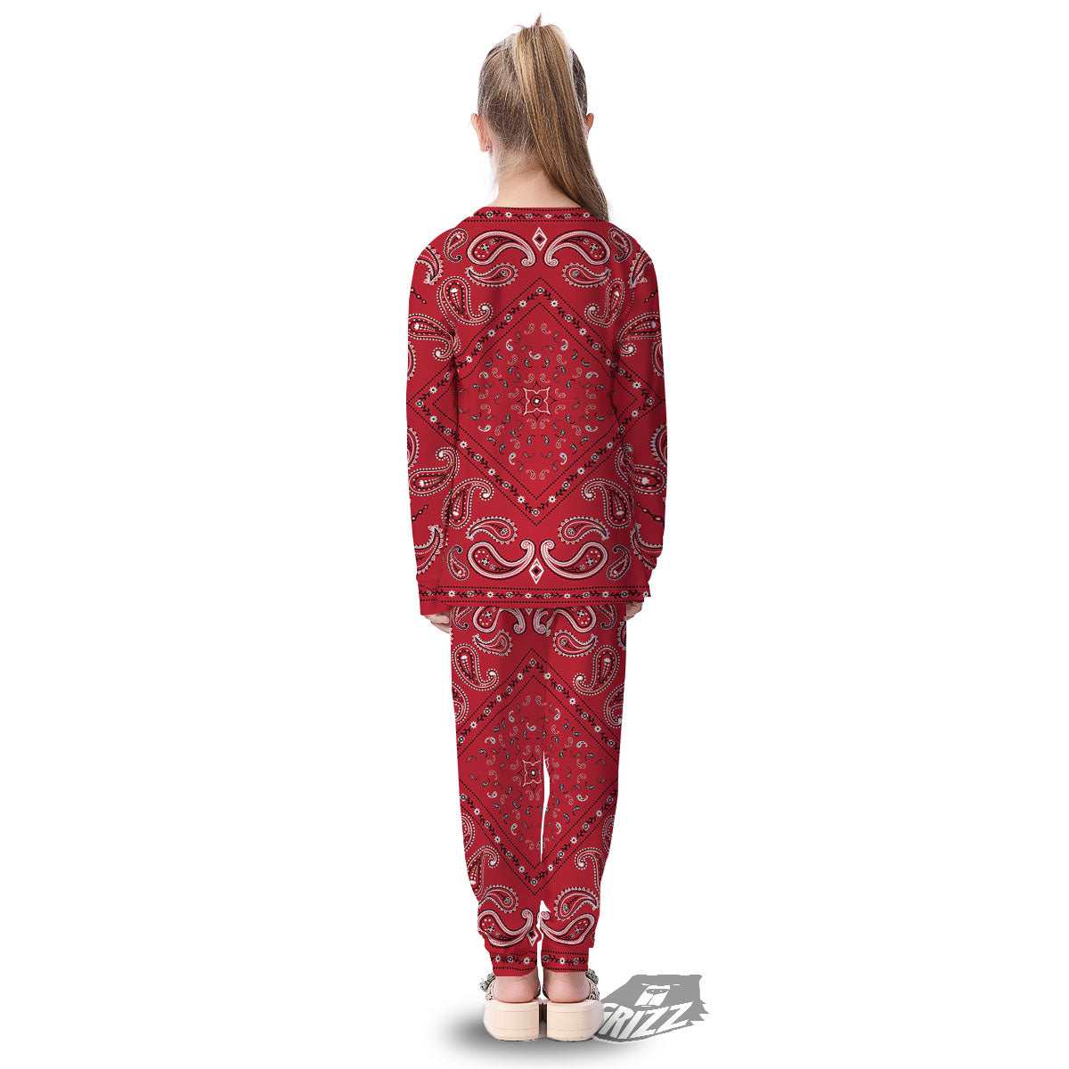 White Bandana And Black Red Print Kid's Pajamas-grizzshop