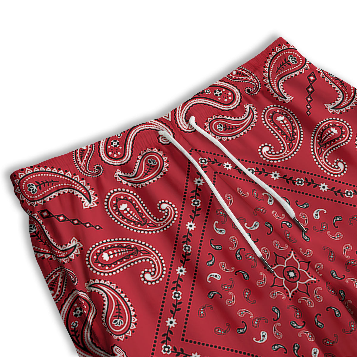 White Bandana And Black Red Print Men's Athletic Shorts