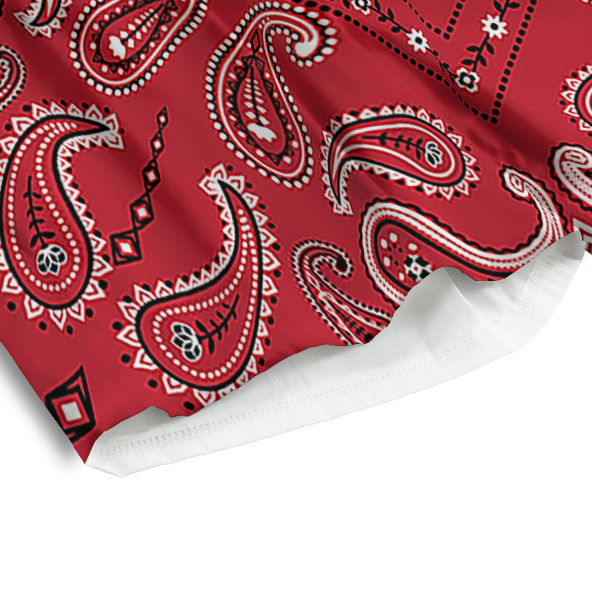White Bandana And Black Red Print Men's Athletic Shorts